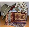 Image 1 : Basket & Handmade Throw Blanket W/Hat and Different Styles Of Coffee Cups