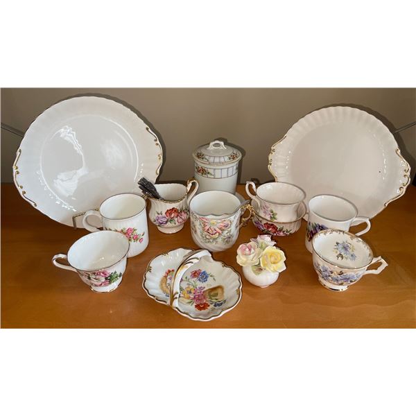 Vintage Serving Plates, Cream & Sugar Caddy, Coffee Cups & More