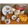Image 1 : Fall/Autumn Themed Decor  Glass Pumpkin, Stuffed Puppy, Bone China Items & More