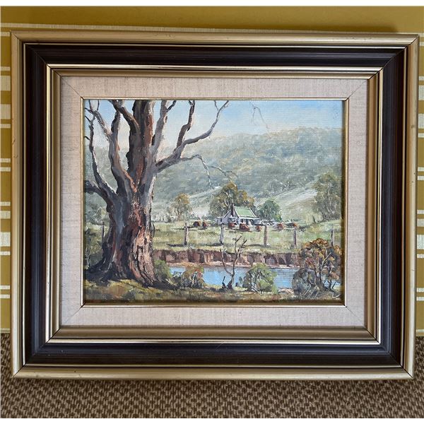 Framed Vintage Watercolor Painting Tilted "Gums in the Flinders " By Wilf Richardson