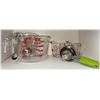 Image 2 : Pyrex Measuring Cups, Glass Jug w/Water Glasses & More