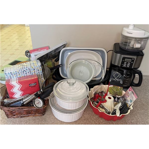 Sunbeam 12 Cup Coffee Pot, Roaster, Casserole Dishes, Kitchen BBq Utensils Plus Angel Food Pan