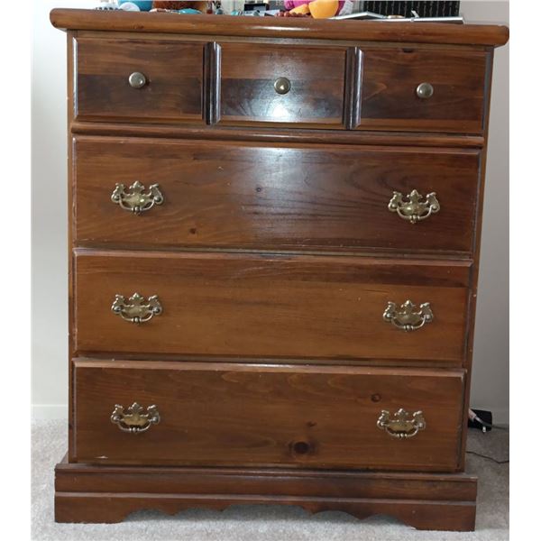 Vintage Solid Wood Dresser  Tallboy Four Drawers  28" x 20" x 48' tall