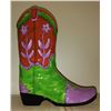 Image 2 : Large Pair Of Glass Cowboy Boots For Shelf 20" tall & Wooden Bird Basket