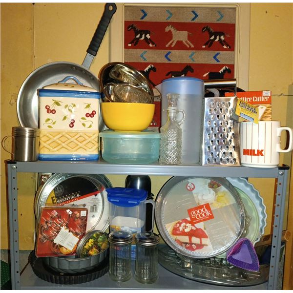 Collection Of Baking Goods( Brand New & Used)  Cookie Cutters, Cake Pans, Jug, Frying Pan, Grator, &