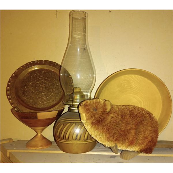 Antique Oil Lamp W/ A Bunch Of Home Decore  22"tall