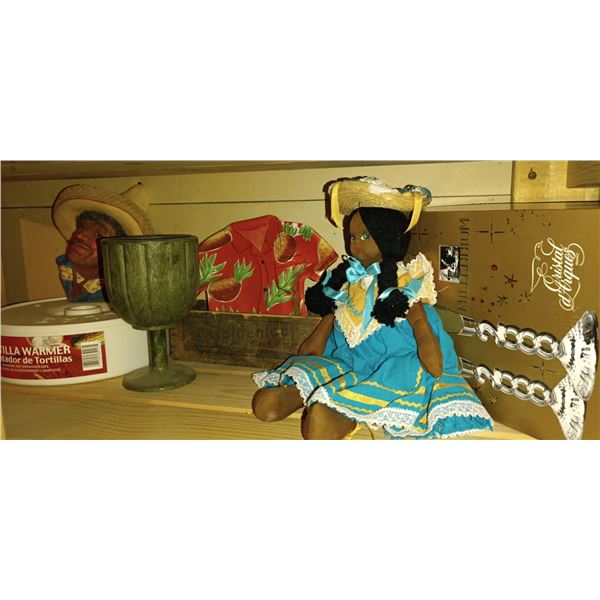 Mexican Girl, 2000 millennium Champaine Flutes, Mexican Bosson Head, T-Shirt Tray, Old Goldenloaf Ch