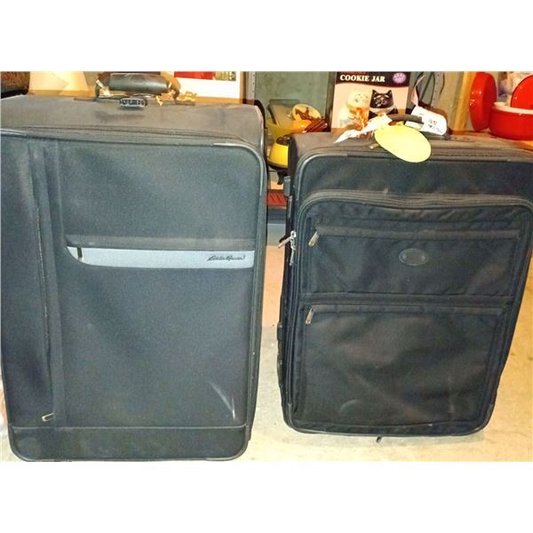 Large Eddie Bower Suitcase on Rollers w/Handle Plus Smaller Suitcase
