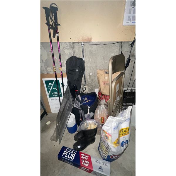 Outdoor & Camping Supply Walking Sticks, Sleeping Bag, Chairs, Tin Foil, Thermos Cooler, Hardwood Ch