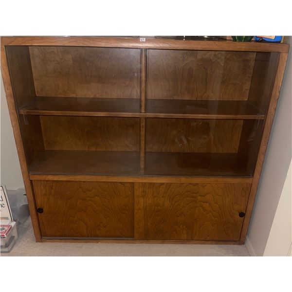 Mid Century Cabinet W/Glass Doors Shelves & Cupboards  59"w x 23"d x 41"tall