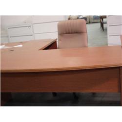 Oak L-Shaped Bowfront Executive Desk