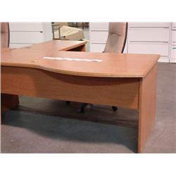 Oak L-Shaped Semi-bowfront Executive Desk