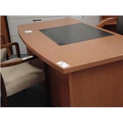 Oak Bowfront Executive Desk W/inlay