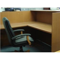 Oak L-Shaped Workstation/reception Unit