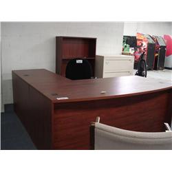 Dk Cherry Bowfront L-Shaped Desk