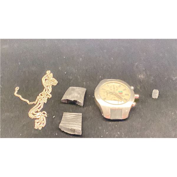 MISC JEWELRY INCLUDING SILVER CHAIN AND TAG HEUER WRISTWATCH 4.6G SILVER