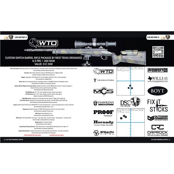 6.5 PRC AND 300 WSM CUSTOM SWITCH-BARREL RIFLE PACKAGE   AMMO   SUPPRESSOR - WEST TEXAS ORDNANCE