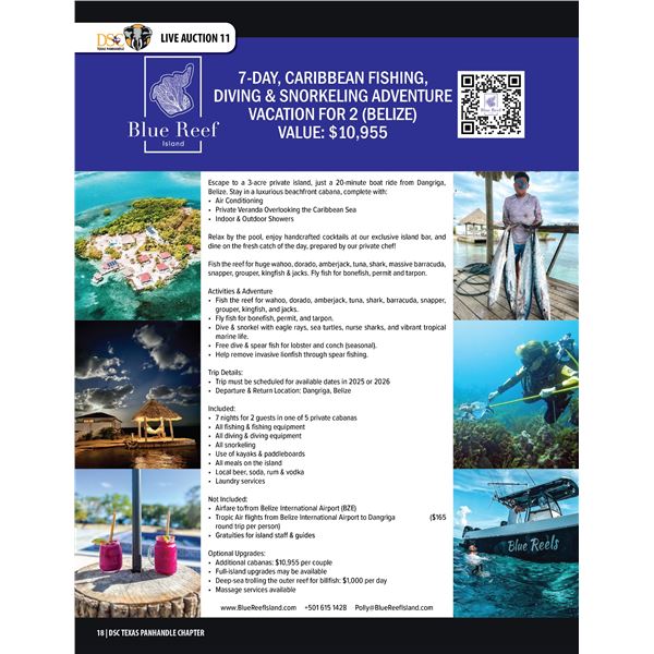 CARIBBEAN FISHING, DIVING & SNORKELING ADVENTURE VACATION W/ BLUE REEF ISLAND (BELIZE)