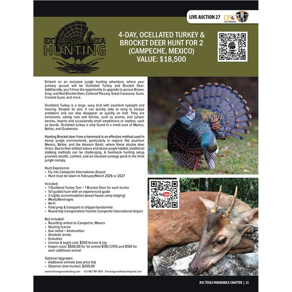 OCELLATED TURKEY & BROCKET DEER HUNT FOR 2 (CAMPECHE, MEXICO) W/ EXTRAVAGANZA HUNTING