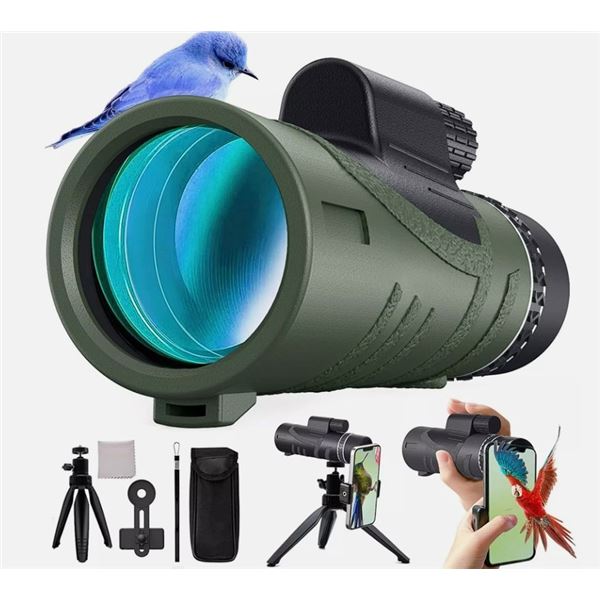 1 High-Power (80x100) HD Monocular Telescope w/ Tripod Stand - New Sealed!