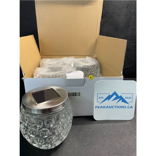 Box of 4 Solar Powered Glass Ball Table Lights - Mosaic Crackle Lamp LED Waterproof Lights - New