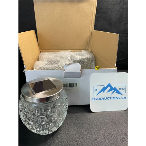 Box of 4 Solar Powered Glass Ball Table Lights - Mosaic Crackle Lamp LED Waterproof Lights - New
