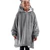 Image 1 : 1 Bare Home Youth Sherpa Wearable Blanket/Oversized Hoodie - Grey - New