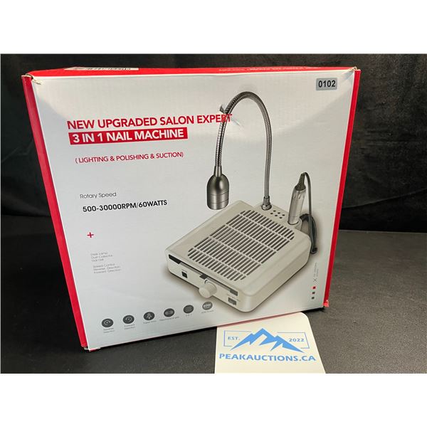 1 Salon Expert High-Power 3-in-1 Nail Drill Machine w/ Lighting, Polishing, & Dust Suction - NEW!