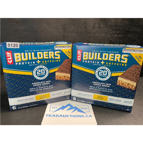 2 Boxes of CLIF Builders Protein Bars - Chocolate Chip Cookie Dough (6 x 68G Bars Each) - New