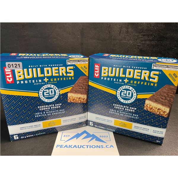 2 Boxes of CLIF Builders Protein Bars - Chocolate Chip Cookie Dough (6 x 68G Bars Each) - New