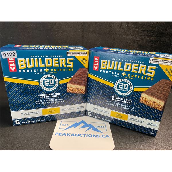 2 Boxes of CLIF Builders Protein Bars - Chocolate Chip Cookie Dough (6 x 68G Bars Each) - New