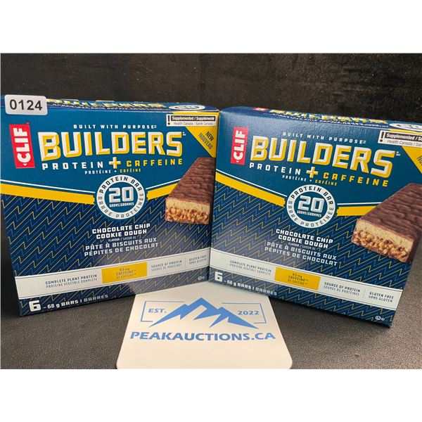 2 Boxes of CLIF Builders Protein Bars - Chocolate Chip Cookie Dough (6 x 68G Bars Each) - New
