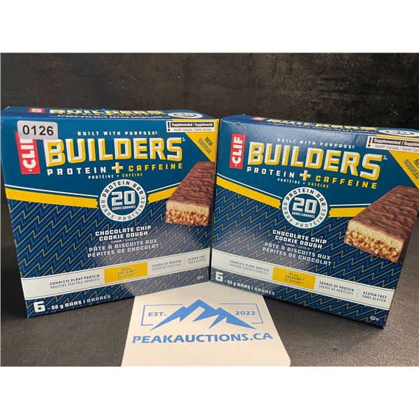 2 Boxes of CLIF Builders Protein Bars - Chocolate Chip Cookie Dough (6 x 68G Bars Each) - New