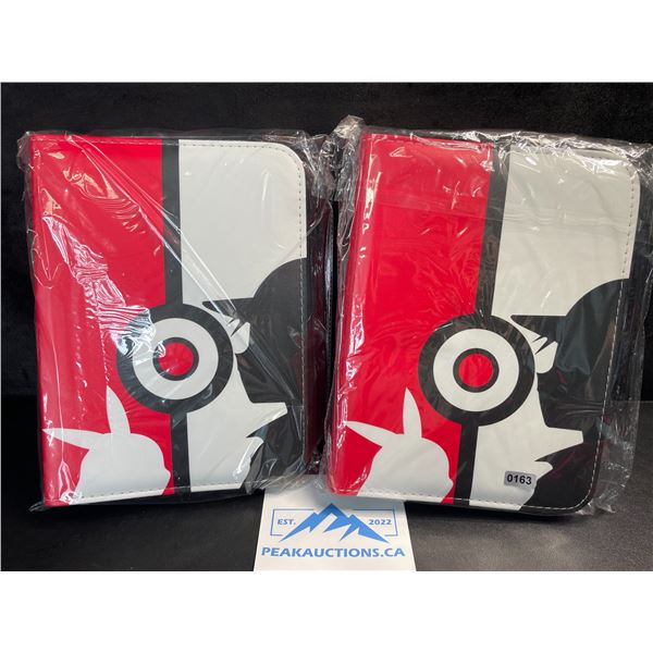 2 Leather Premium Pokemon Card Storage Binders - Ash/Pikachu Design - Holds 400 Cards - New