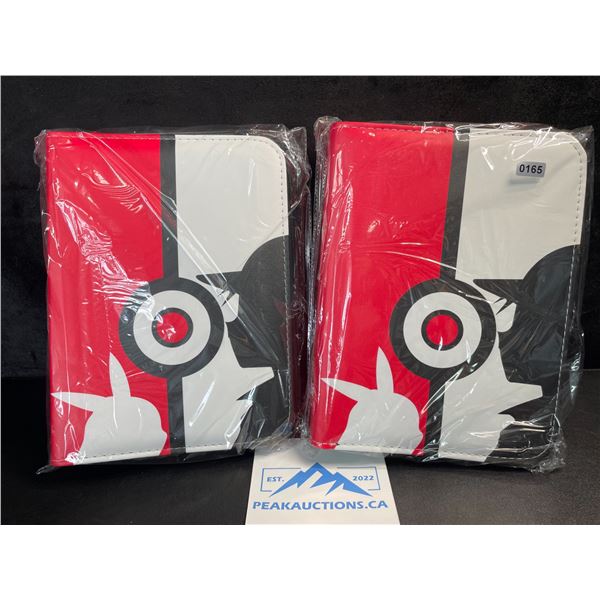 2 Leather Premium Pokemon Card Storage Binders - Ash/Pikachu Design - Holds 400 Cards - New