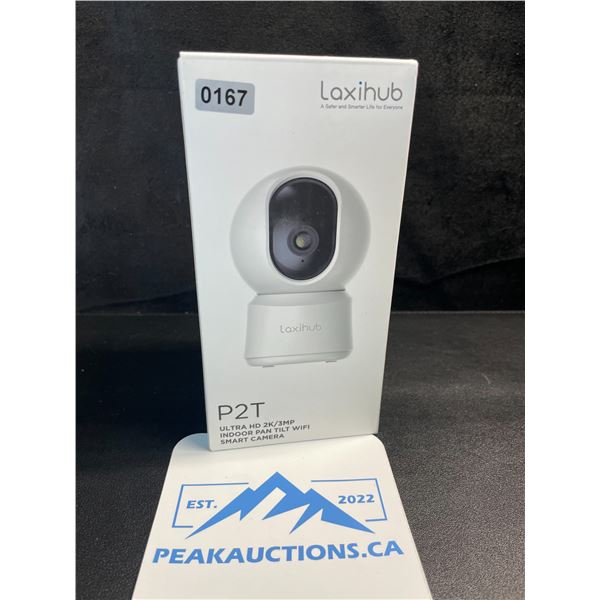 1 Laxihub P2T Ultra HD 2K/3MP Indoor Pan/Tilt WiFi Smart Home Security Camera - Brand New!