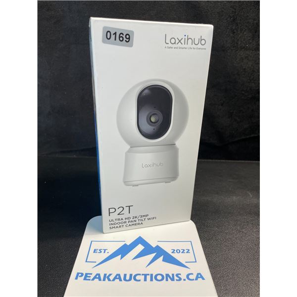 1 Laxihub P2T Ultra HD 2K/3MP Indoor Pan/Tilt WiFi Smart Home Security Camera - Brand New!