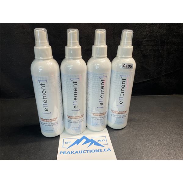4 Bottles of e11ement Hypochlorous Acid Face & Skin Spray - 240ml Each - New Sealed