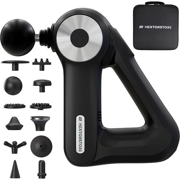 1 Hextor Pro 4th Gen Electric Handheld Deep-Tissue Massage Gun with Storage Case - Brand New!