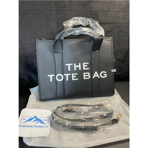 1 "The Tote Bag" Black PU Leather Shoulder Bag/Tote Bag for Women with Strap - Black - Brand New