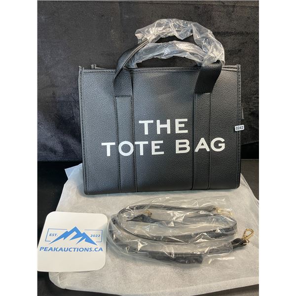 1 "The Tote Bag" Black PU Leather Shoulder Bag/Tote Bag for Women with Strap - Black - Brand New