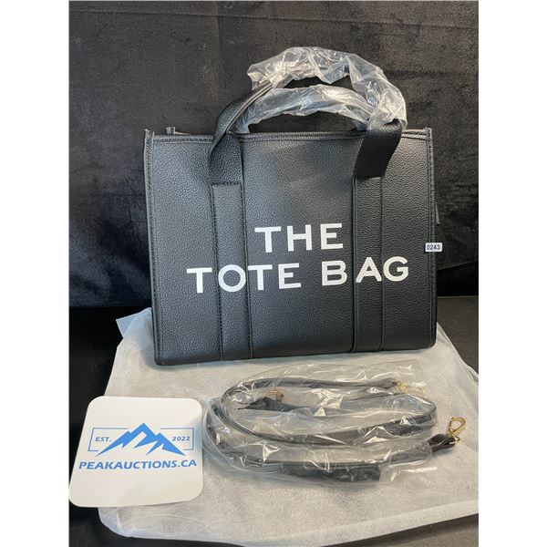 1 "The Tote Bag" Black PU Leather Shoulder Bag/Tote Bag for Women with Strap - Black - Brand New