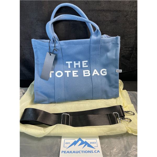 1 Canvas 'The Tote Bag' Handbag Travel Bag/Purse - Blue - 12.6" x 10.2" x 5.9" Size - Brand New