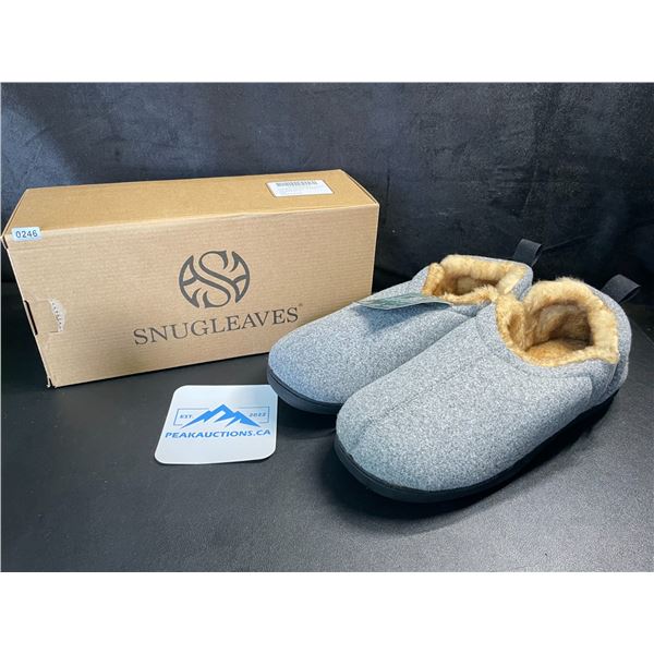 1 Pair of SnugLeaves Men's Fuzzy Sherpa Non-Slip Grip Slippers - Size 13-14 - Light Grey - New
