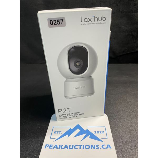 1 Laxihub P2T Ultra HD 2K/3MP Indoor Pan/Tilt WiFi Smart Home Security Camera - Brand New!