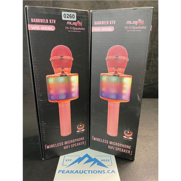 2 Handheld Wireless Microphones/Karaoke Microphones (Model: WS-858L) - Brand New!