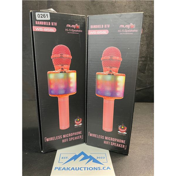 2 Handheld Wireless Microphones/Karaoke Microphones (Model: WS-858L) - Brand New!