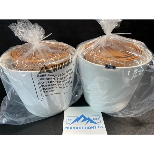 2 Multi-Packs of Planter Pots - Assorted Sizes - White/Brown - New