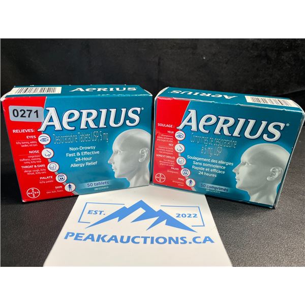 2 Boxes of Aerius Allergy Relief Tablets - 50 Tablets Per Box - Exp: 2025/03 - New Sealed
