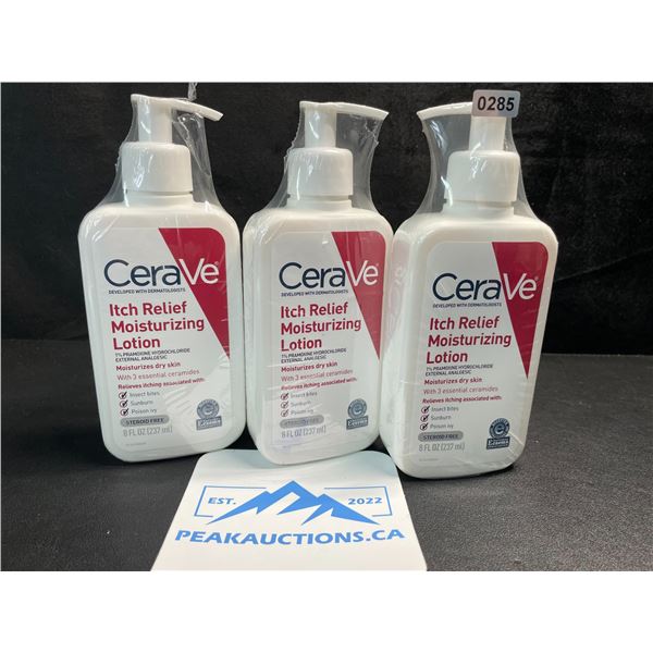 3 CeraVe Itch Relief Moisturizing Lotions - 237ml Each - New Sealed